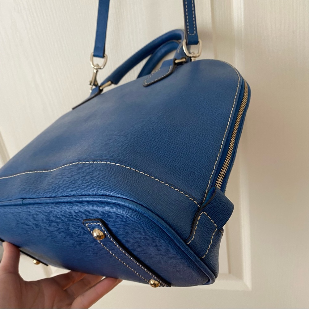 Dooney & Bourke Blue Leather Dome Satchel Shoulder Bag - Picture 9 of 12